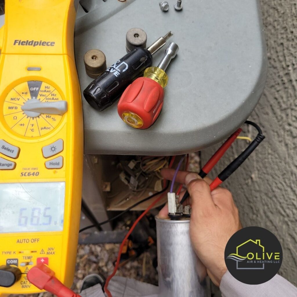 HVAC Contractor Inspecting AC System for Efficiency