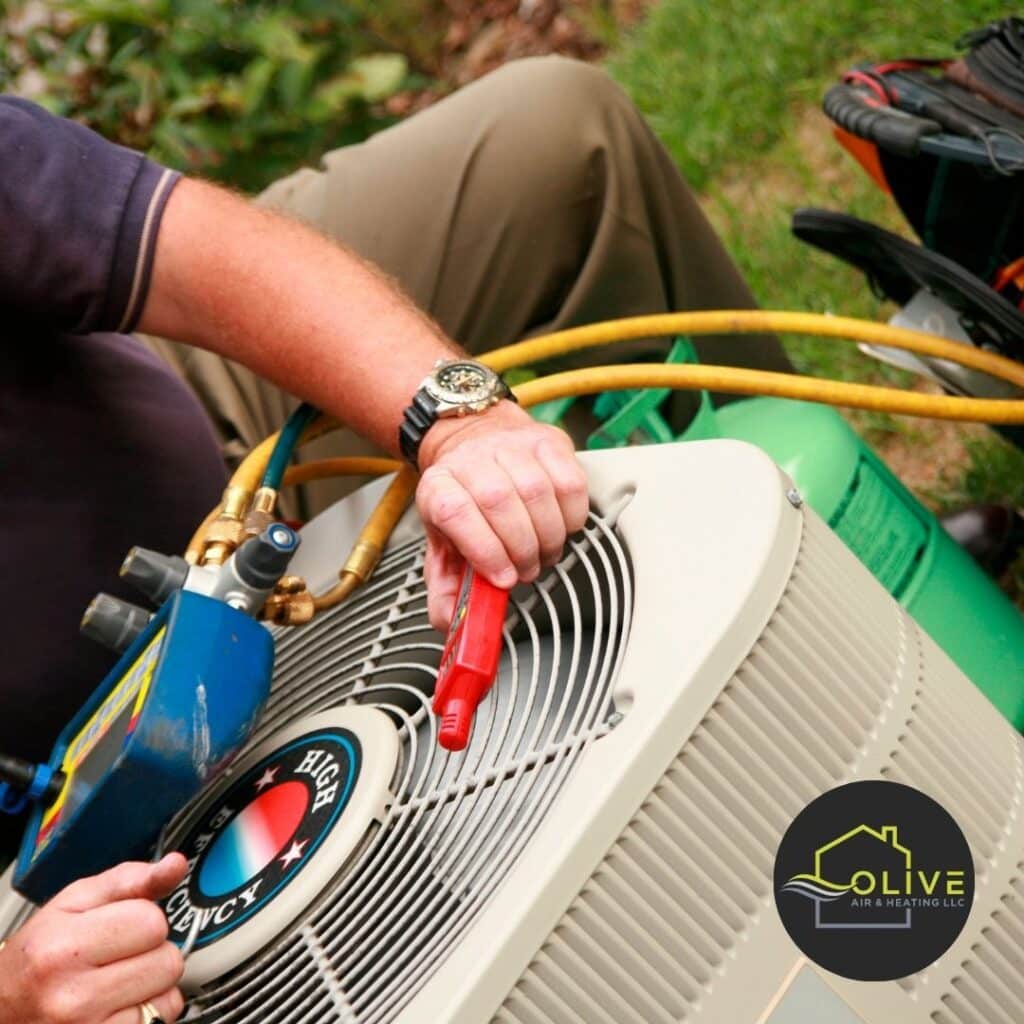 Technician evaluating AC Repair options in San Tan Valley