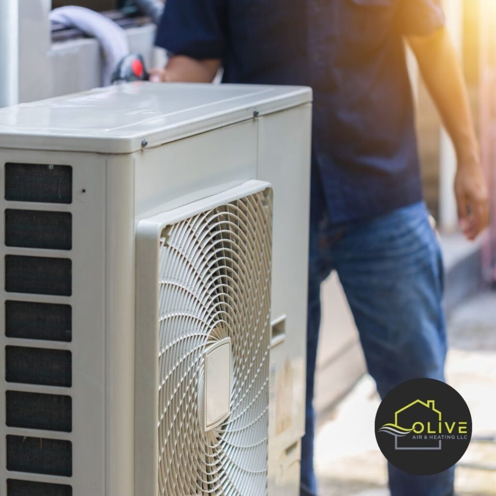 Close-up of an AC unit being repaired in Queen Creek