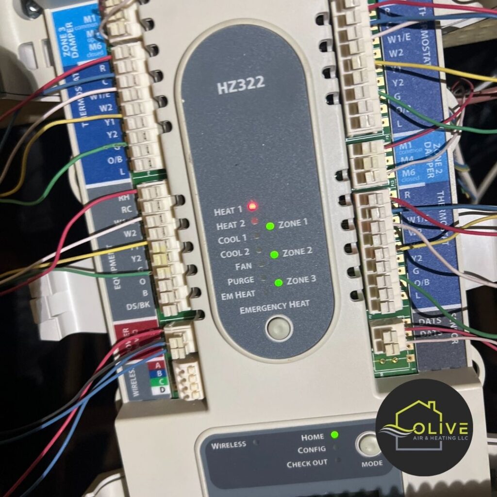 A close-up of an advanced HVAC control board, highlighting the complexity of modern air conditioning systems and the need for expert AC repair Mesa